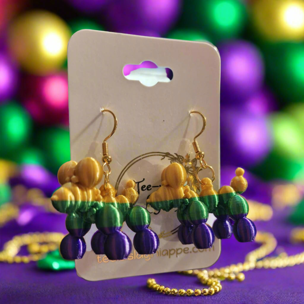 Mardi Gras Bead Dog Earrings