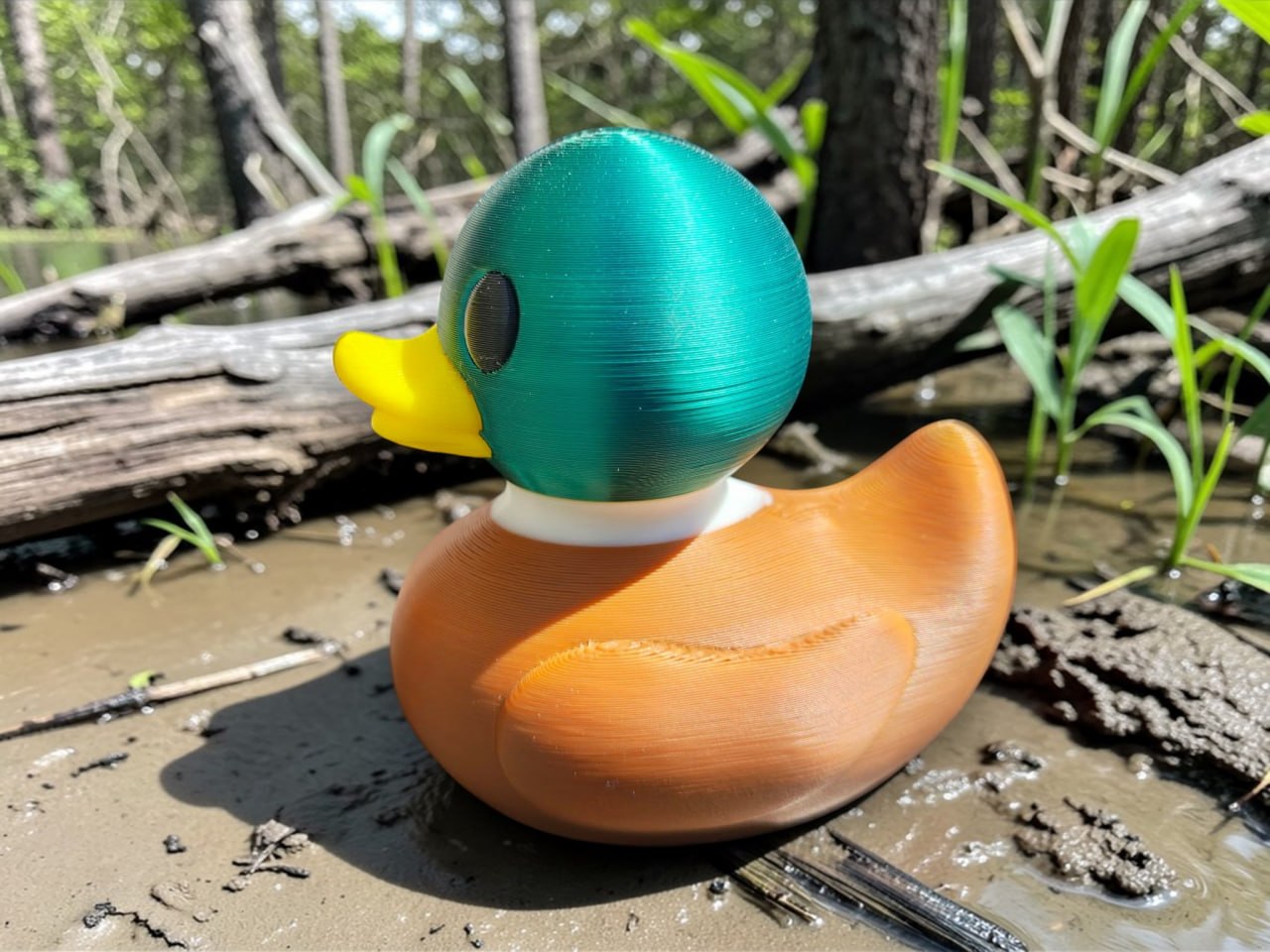 3D printed Marigny the Mallard Duck side view Louisiana Legends figure — handcrafted Cajun collectible