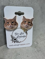 Custom Pet Earrings - orange tabby cat cutout stud style