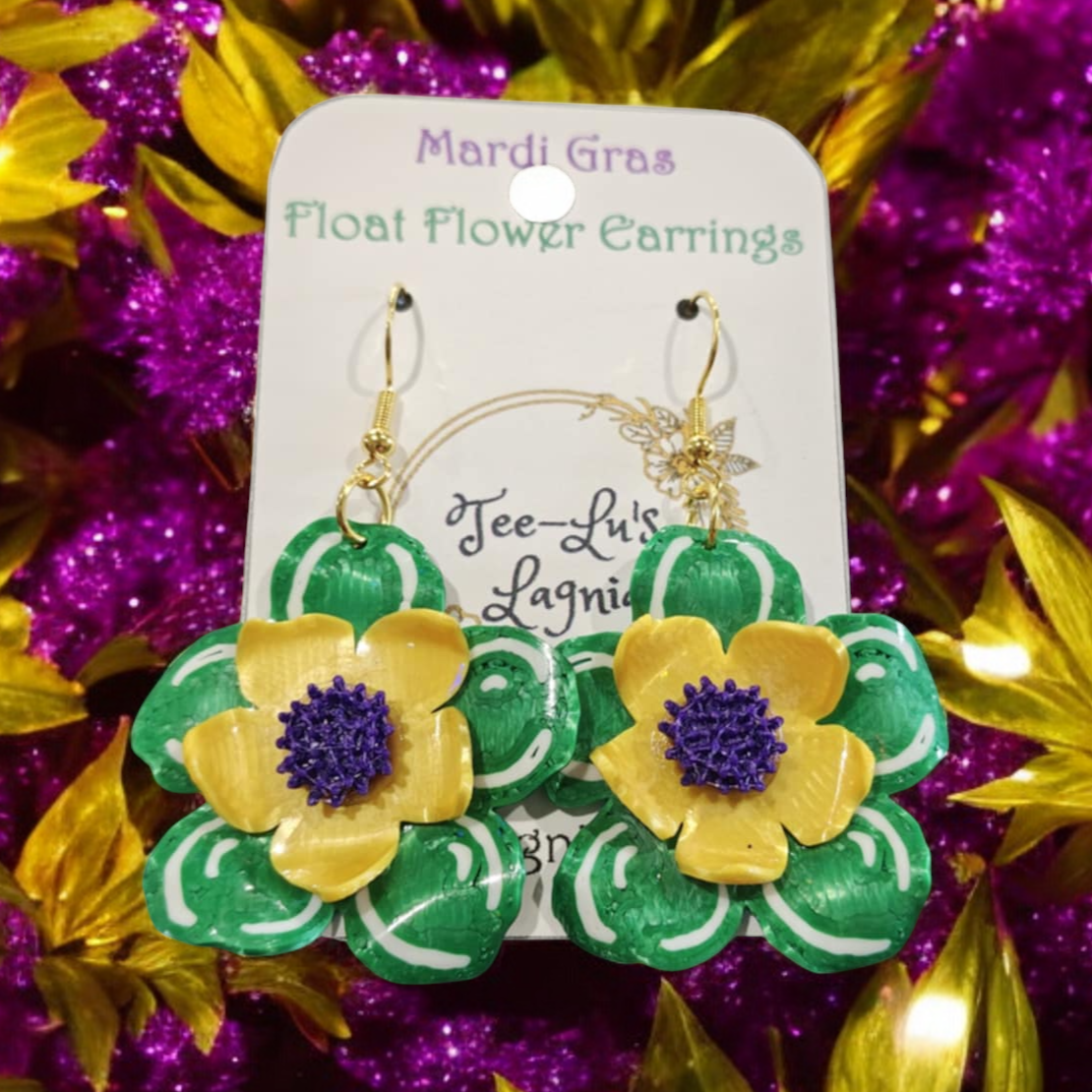Mardi Gras Float Flower Earrings