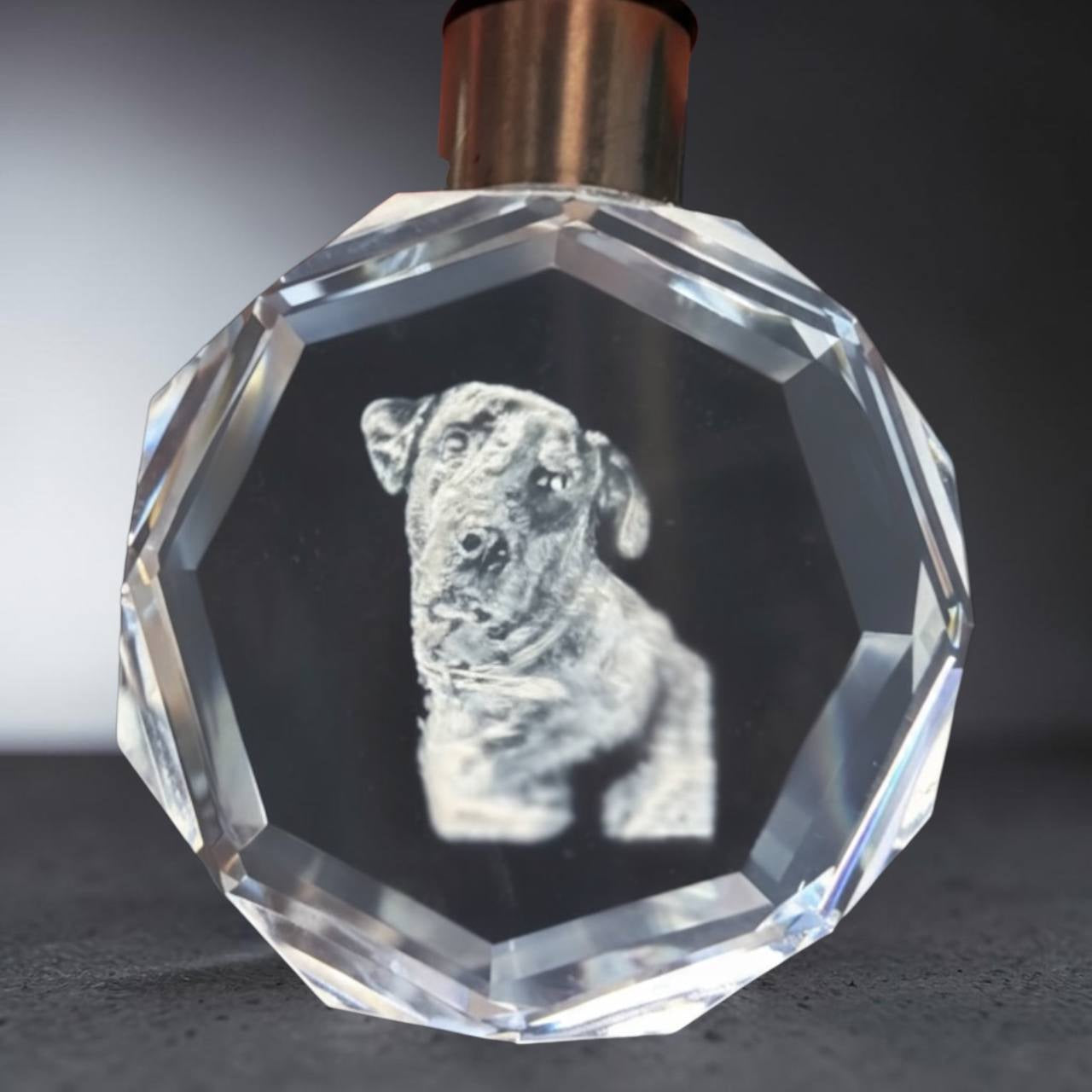 Inner Engraved Crystal Keychain with dog photo