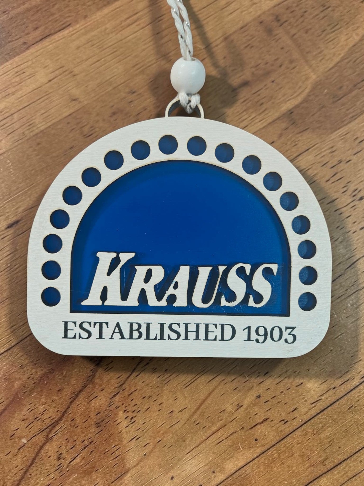 Laser-engraved Krauss Department Store New Orleans commemorative wooden ornament — handcrafted Louisiana keepsake