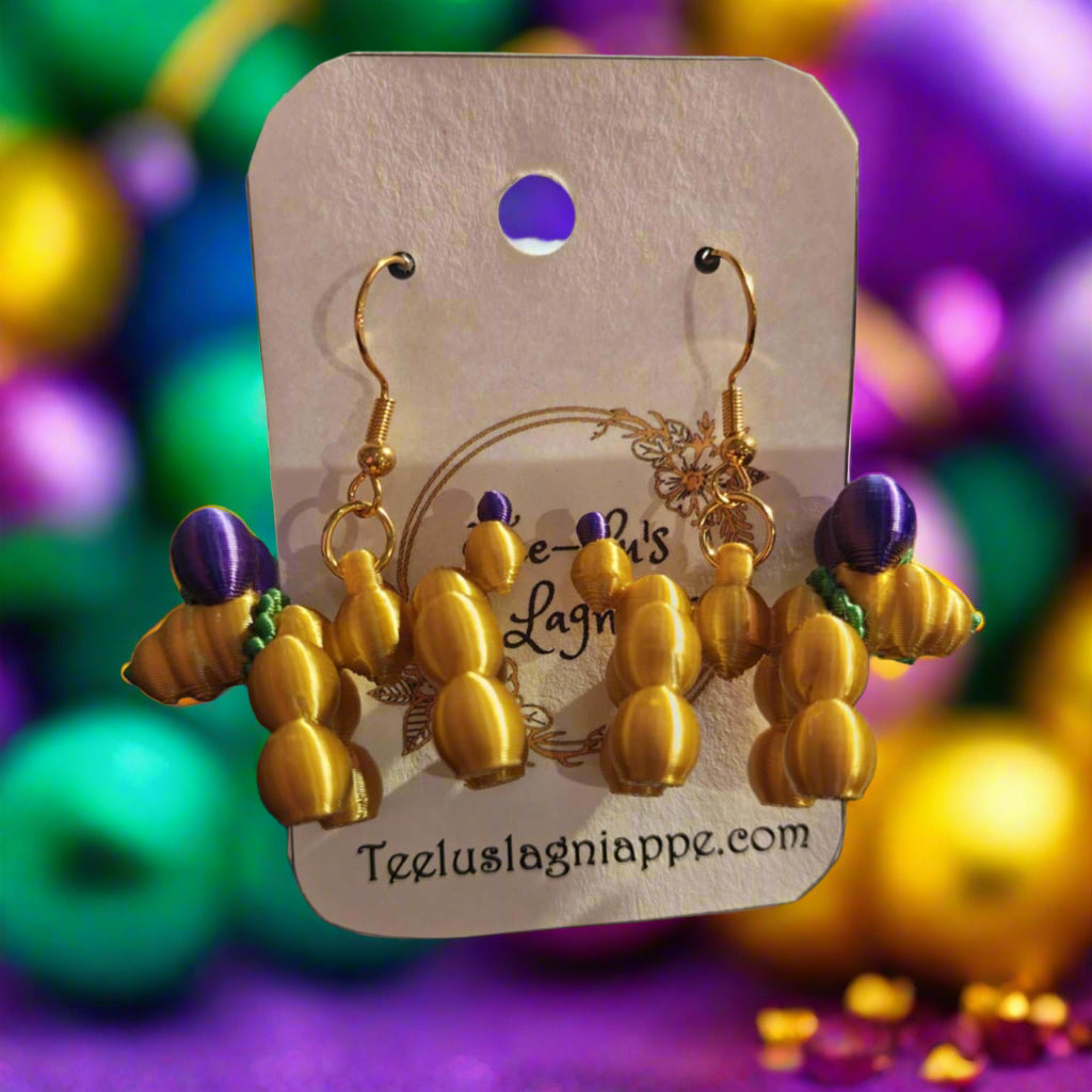 Mardi Gras Bead Dog Earrings
