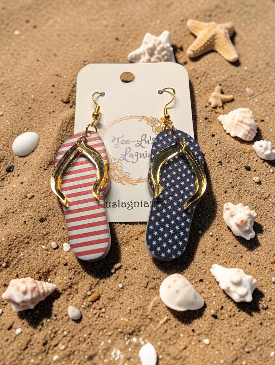 Acrylic Flip Flop Earrings — handmade earrings by Tee-Lu's Lagniappe, Hammond LA photo 1