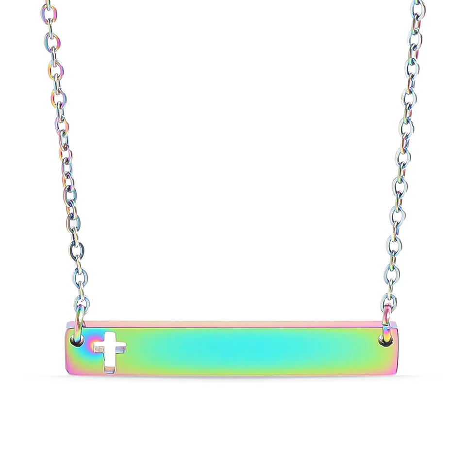 Bar Style Necklace with Cross Cutout