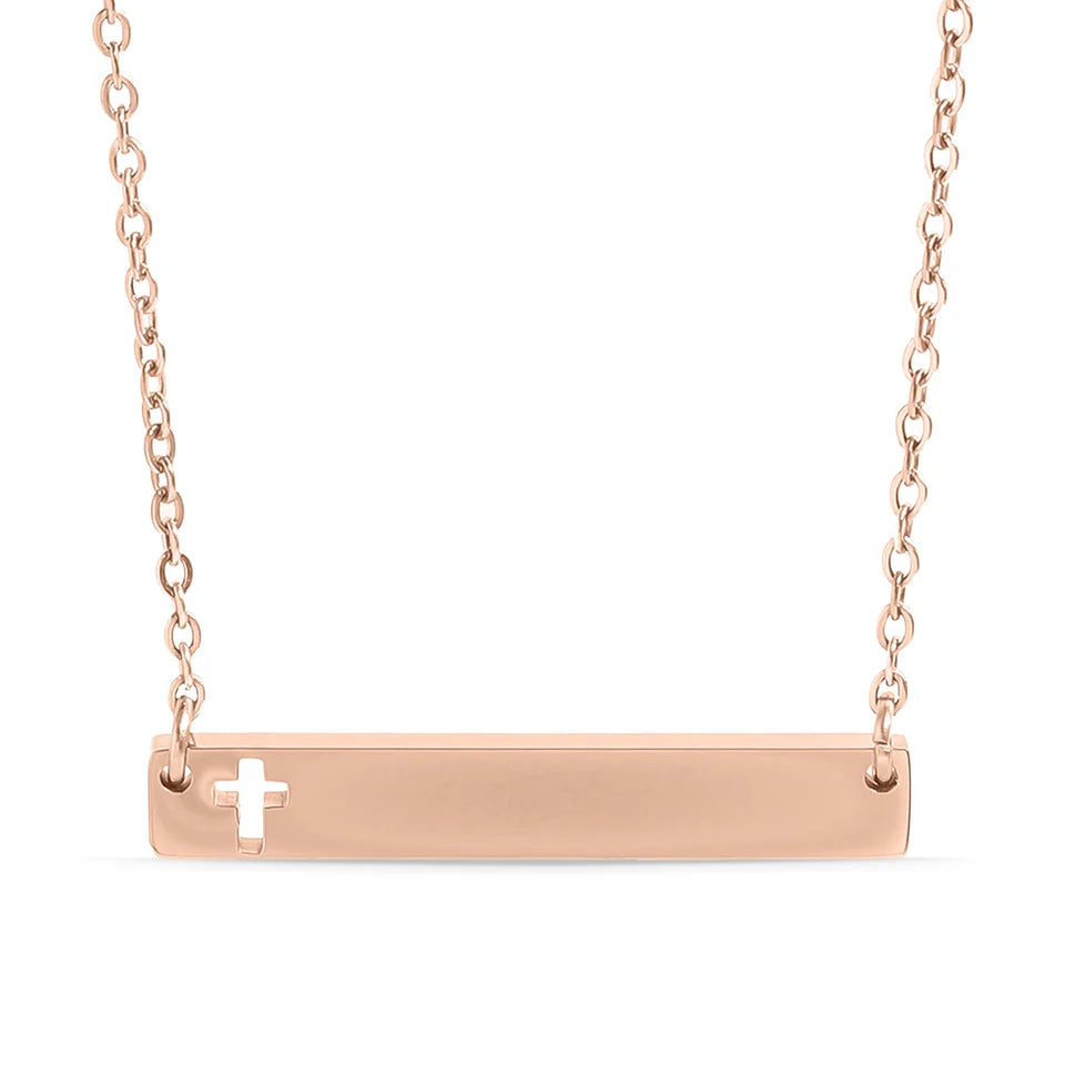 Bar Style Necklace with Cross Cutout