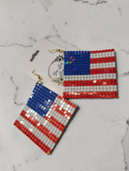Patriotic Diamond Mesh American Flag Earrings
