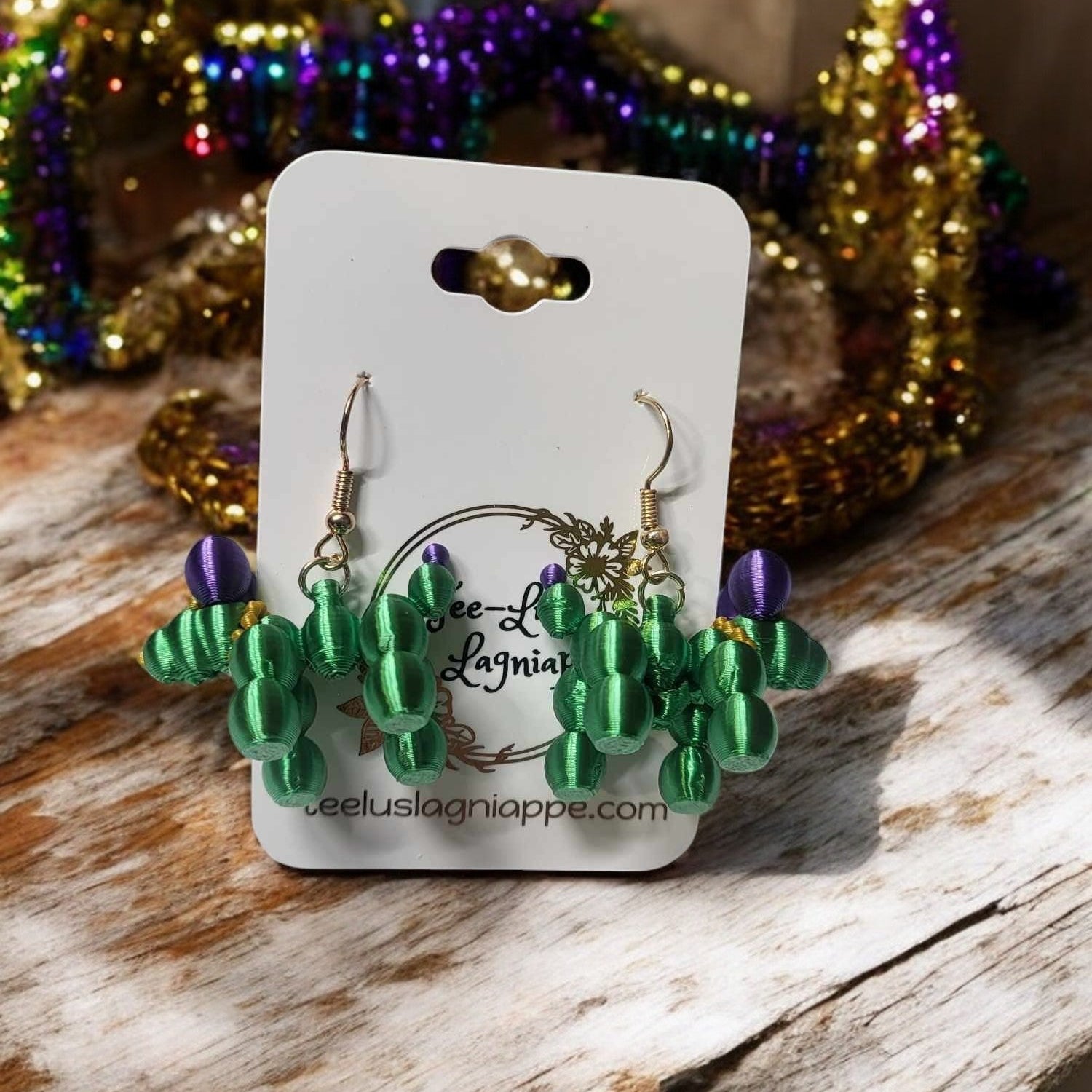 Mardi Gras Bead Dog Earrings