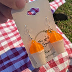 3D printed Dreamsicle Flavor New Orleans SnoBall earrings — handcrafted Louisiana summer novelty jewelry