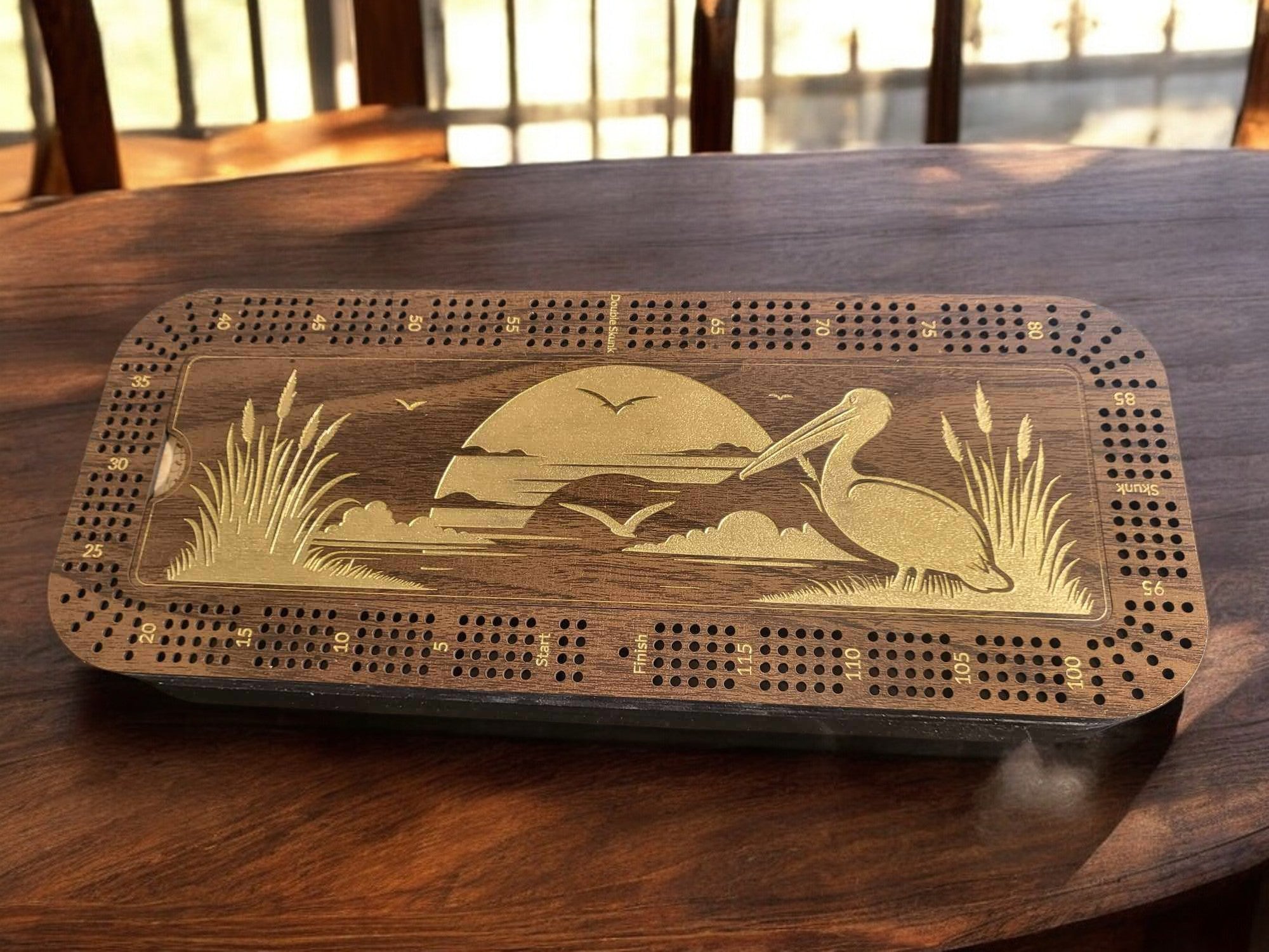 Louisiana Sunset Cribbage Board Set