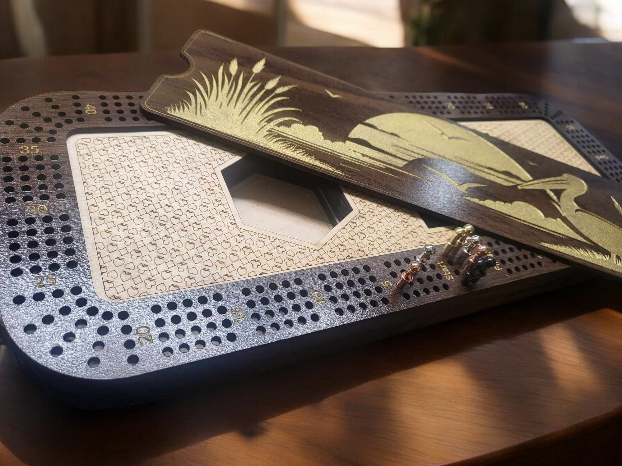 Louisiana Sunset Cribbage Board Set