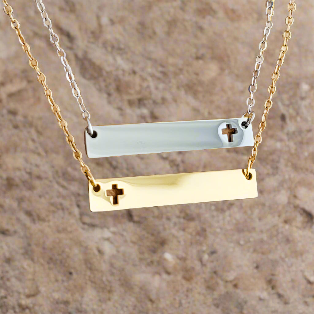 Bar Style Necklace with Cross Cutout