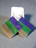 3D printed handcrafted earrings, Louisiana-made, New Orleans, Mardi Gras, King Cake