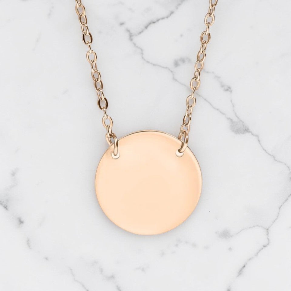 Custom laser-engraved stainless steel double hung round necklace — handcrafted Louisiana personalized jewelry