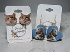 Custom Pet & People Earrings - stud and dangle styles shown together