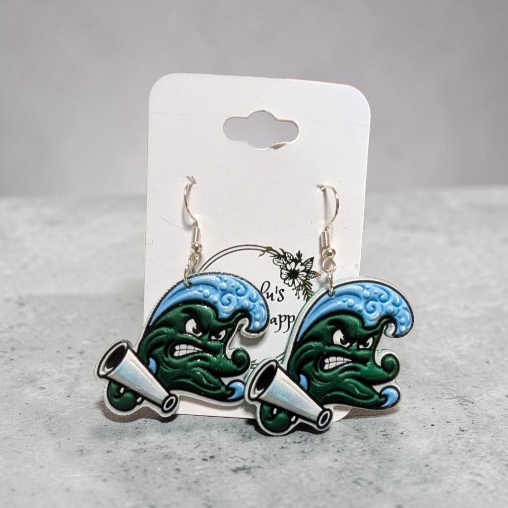 Greenwave Earrings | 3D UV Printed Gameday Earrings