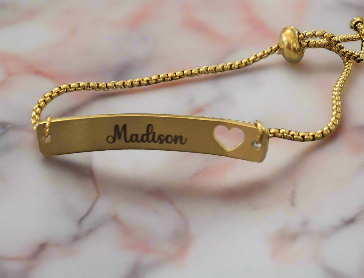 Heart Bar Bolo Style Bracelet