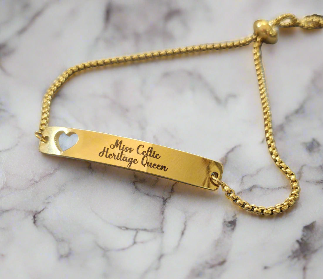 Heart Bar Bolo Style Bracelet