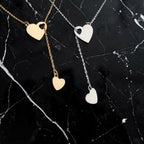 Custom laser-engraved stainless steel heartfall open-heart pendant necklace — handcrafted Louisiana personalized jewelry