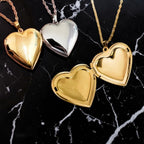 Custom laser-engraved stainless steel heart locket necklace — handcrafted Louisiana personalized keepsake jewelry