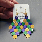 3D printed handcrafted earrings, Louisiana-made, New Orleans, Mardi Gras