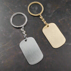 Custom laser-engraved stainless steel premium dog tag style personalized keychain — handcrafted Louisiana accessory