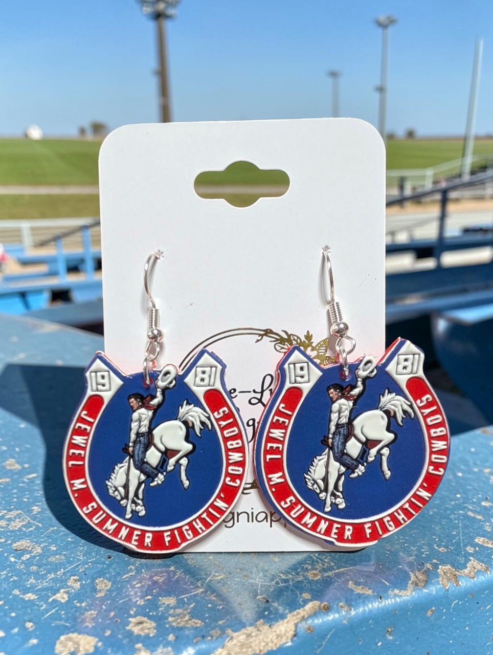 Jewel Sumner Cowboys earrings - 3D UV printed gameday earrings, Kentwood LA