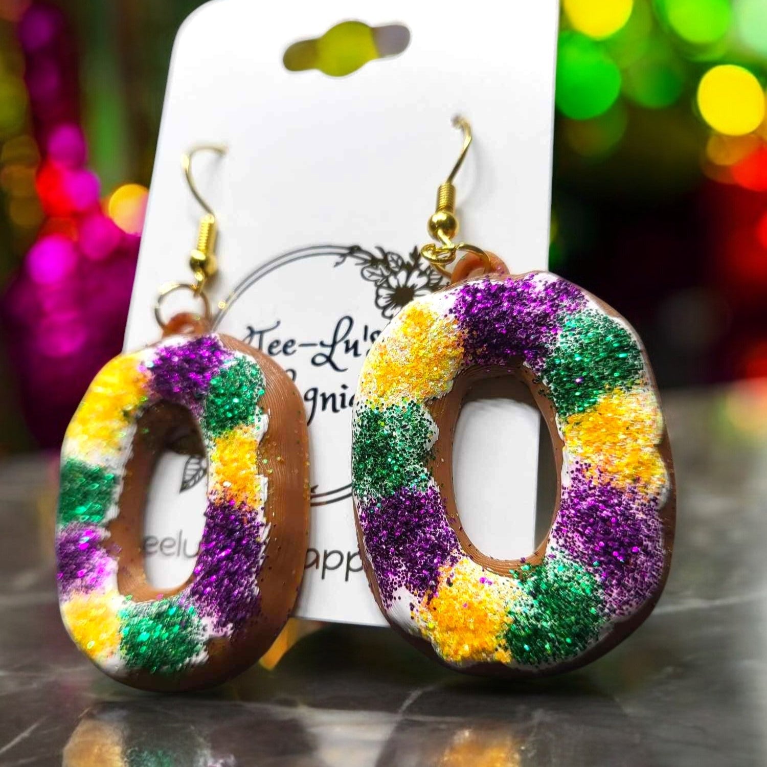 Mardi Gras King Cake Earrings