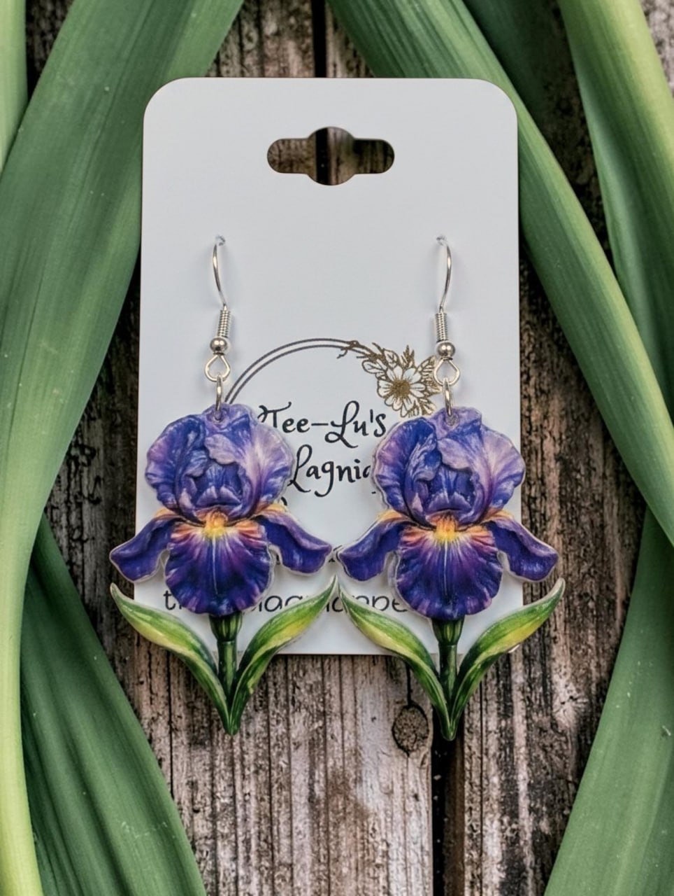 Louisiana Iris Textured Relief Earrings