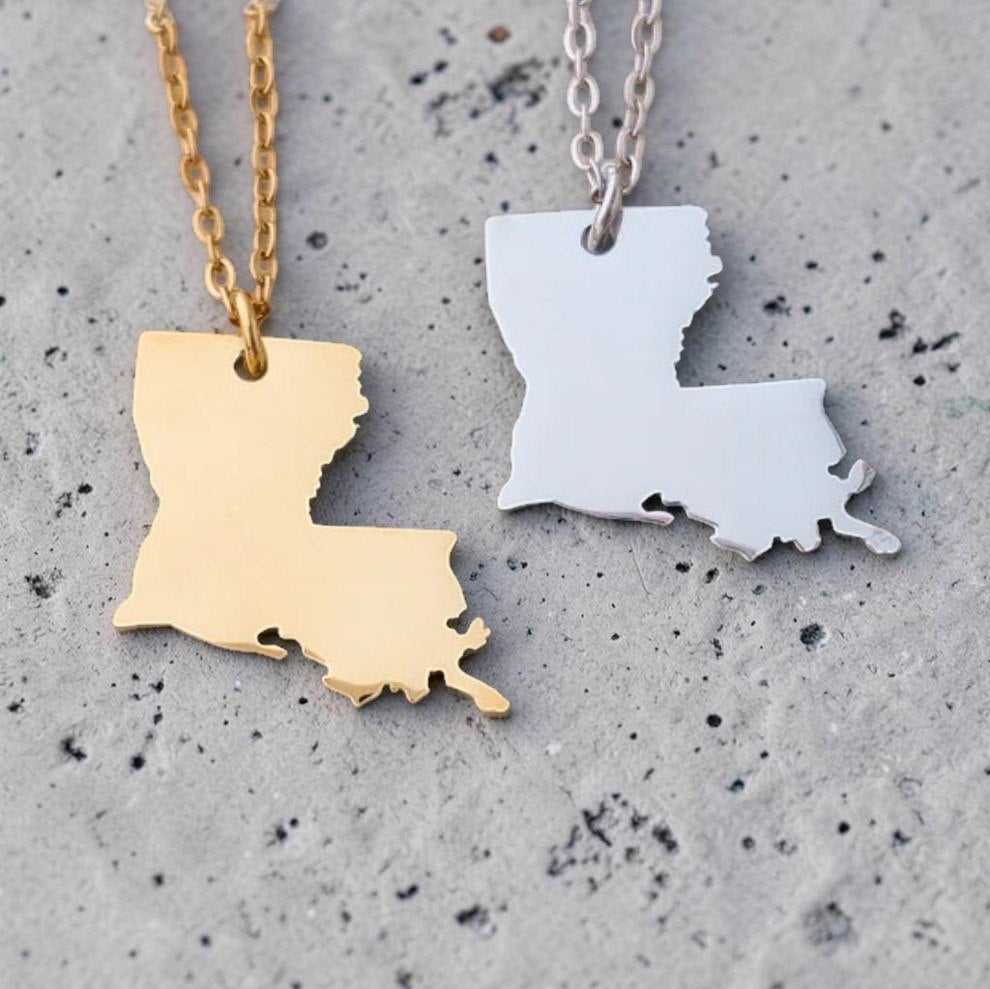 Louisiana Outline Necklace — Personalized