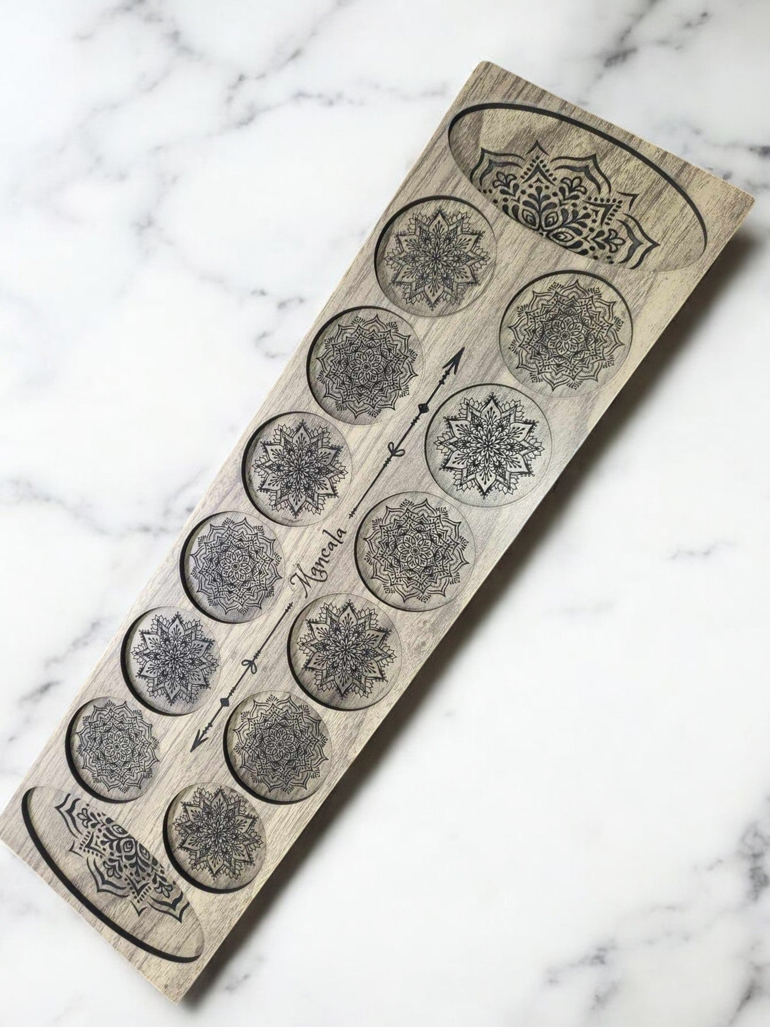 Mancala Laser Cut/Engraved Wooden Game Set