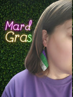 3D printed handcrafted earrings, Louisiana-made, New Orleans, Mardi Gras, King Cake