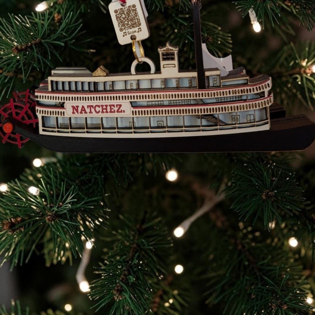 Natchez Steamboat Ornament | Layered Wood Paddle Wheeler