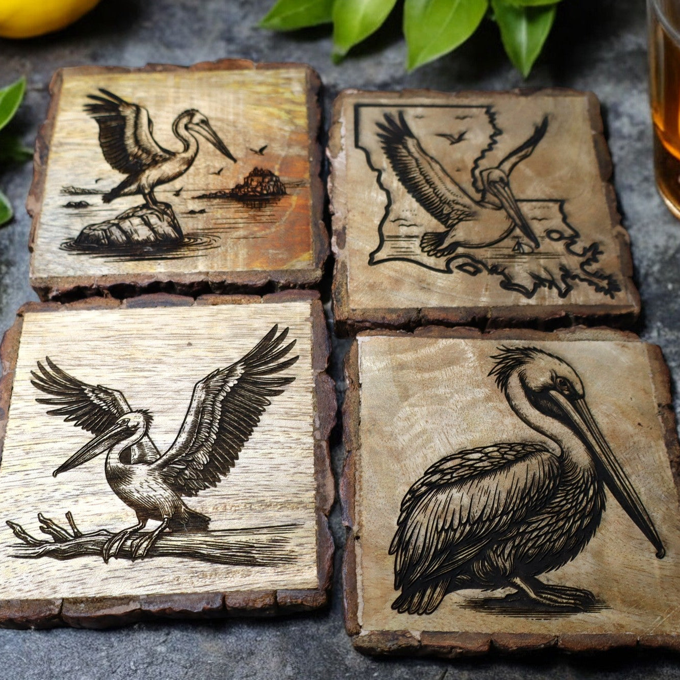 Louisiana Pelican Coaster Set (4 pc)
